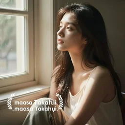 photography girl looking sitting next to window by maasa takahashi