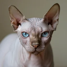 photographic portrait wrinkly max ersnt sad hairless cat head
