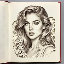 intricate cut - out book art portrait of a woman, brian dettme, beautiful, highly detailed