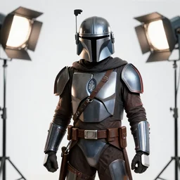 unreal engine 5 quality render, photorealistic portrait, studio lighting, still photo of the mandalorian, crisp quality and light reflections, bright studio setting, highly detailed