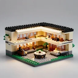 frank lloyd wright house made of lego, interior, soft lighting
