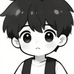 gigachad as a kawaii anime character, anime eyes, cute, black and white, high detailed