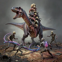 airbrushed deathworld showcasing flayed triceritops tiered, battling prismatic hell hoop on aged mold coated muck stained carpet by kelly freas, geof darrow, alex ross, basil gogol fine art masterpiece baked at 3 0 0 f, matte painting, cold lighting, aged with sunlight, award winning horror, photorealistic render, cinematic