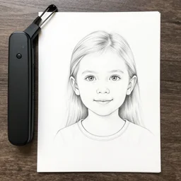 a wb plotter drawing 3 / 4 realistic portrait 4 5 years old woman, white and black, one single line drawing, clear line art, few parts are low poly, very contrasted, black ink, smoke and fog around, close up view - n 4