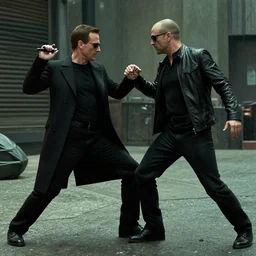 Saul Goodman playing as Neo in the Matrix fighting Smith
