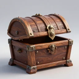 luxuy wooden deluxe spiked treasure chest, stylized stl, 3 d render, activision blizzard style, hearthstone style, darksiders art style, greg rutkowski style
