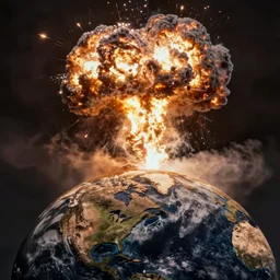 a nuclear blast rocks the earth high detail hyper realistic