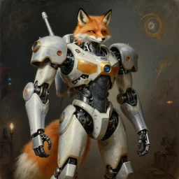 highly detailed portrait of an humanoid robotic fox mecha, painting by gaston bussiere, craig mullins, j. c. leyendecker, lights, art by ernst haeckel, john william godward, hammershøi,