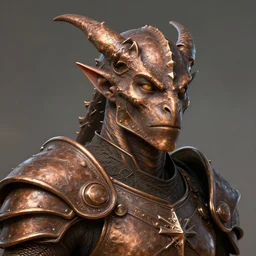 bronze dnd dragonborn, with light leather armor without a helmet, fantasy art, portrait, headshot