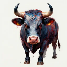 maximalist dripping paint of a demonic cow