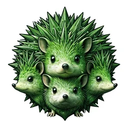 3 d head of green hedgehog, frontal symmetrical logo, artgerm, rutkowski, tooth wu, beeple, and intricate