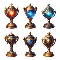 A strong contrast set of magic RPG items , game asset of six different magic items and rpg items by Stanley Artgerm Lau, game pack, assets, WLOP, Rossdraws, James Jean, Andrei Riabovitchev, Marc Simonetti, and Sakimichan, trending on artstation , assets, HD , strong contrast