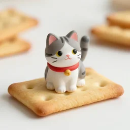 little cat statue on a cracker
