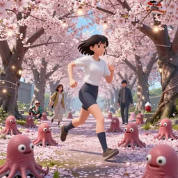 🇯🇵👺♀🏃♀🌸🌸🌸 sakura lights, lots of tardigrades!!!. by satoshi kon, ilya repin, lena aenami, shinji kimura. 3 d render, cgsociety, unreal engine