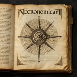 a page from a cursed manuscript necronomicon,, digital art, surreal, horror, HD, 8K, trending on artstation