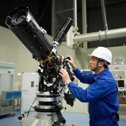 a engineer working on a space telescope