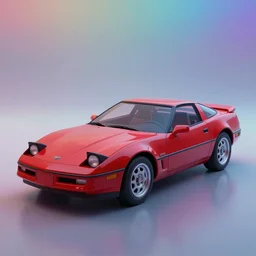 a technicolor scene of a little red corvette, eighties, artstation, smooth, hazy, mist, dream, dynamic lighting, soft focus, cinematic, prismatic, neon