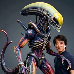 jackie chan as a xenomorph, monster anatomy, ross tran, vivid colors anatomical, highly detailed sculpture, intricate detailed, ommatidia, 8 k, cinematic atmosphere, post - processing