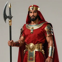 portrait arabian jason momoa as ancient assyrian warrior, red cloth, holding khopesh, intricate, elegant, highly detailed, digital painting, artstation, concept art, smooth, sharp focus, illustration, orientalism, bouguereau, rutkowski, mucha