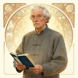 a digital concept ar by artgerm and greg rutkowski and alphonse mucha. clear portrait of a lonely attractive elder in uniform of tang dynasty!! tang dynasty book, light effect. hyper detailed, character concept, full body!! dynamic pose, glowing lights!! intricate, elegant, highly detailed, digital painting, artstation, concept art, smooth, sharp focus, illustration