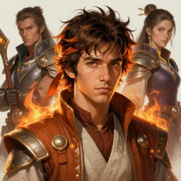 handsome young hispanic man!! orange accents, messy spiky hair, headband, jedi, fire emblem, art by artgerm and greg rutkowski and magali villeneuve, portrait, d & d, fantasy, highly detailed, digital painting, trending on artstation, concept art, sharp focus, illustration