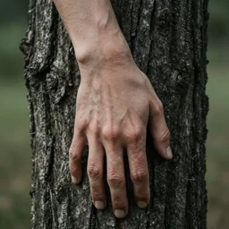 photographic portrait wrinkly sad hand resembling a tree