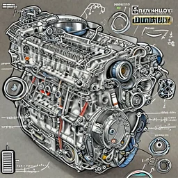 Anatomy of the brand new water powered car engine, Readable Anatomy drawing, Clear Image, HDD,