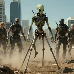alien tripod invasion of perth, Australia. Movie scene still