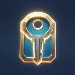 a key for the doors icon, league of legends inventory item, outer glow, solid background, vray 4k, trending on artstation