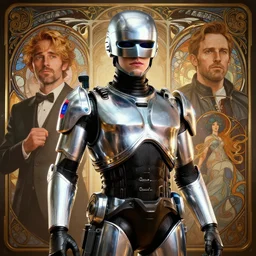 highly detailed vfx portrait of emma watson as robocop, stephen bliss, unreal engine, chrome reflect, greg rutkowski, tom bagshaw, alphonse mucha, global illumination, detailed and intricate environment