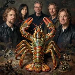 zoological portrait of an human lobster by kuldar leement and ruan jia and brad rigney and micha karcz and brad rigney