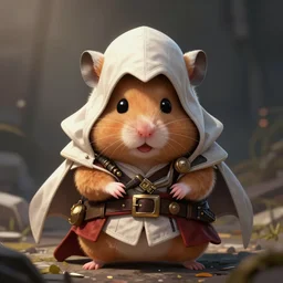 a cute hamster as an assassin from assassin's creed, art, cinematic light, fantasy character, detailed illustration, digital art, concept art