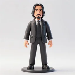 full body 3d render of John Wick as a stylized action figure, studio lighting, white background, blender, trending on artstation, 8k, highly detailed