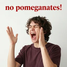 person yelling'no pomegranates!'