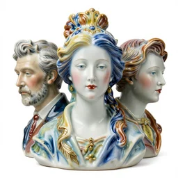 3 d full head and shoulders beautiful porcelain colourful woman by theodor seuss geisel and james jean, fine details, hyperrealistic 8 k, volumetric lighting on a white background, ornate details