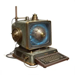concept art of a steam - powered xix century computer
