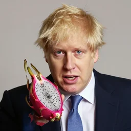 portrait of boris johnson as a dragon fruit