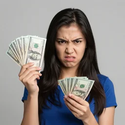 angry filipina girl holding money
