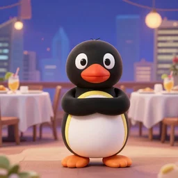 Pingu the pengiun having a wild night in Bangkok at a bachelor party, claymation