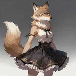 furry wolf wearing a skirt, fantasy, high detail, pixiv, concept art