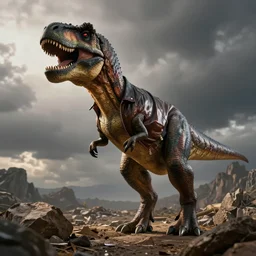 t-rex in a leather jacket