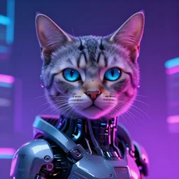 cyberpunk cyborg cat. Synthwave, extremely detailed, 8k resolution.