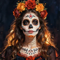 Illustration of a day of the dead girl, art by john philip falter