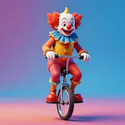 a highly detailed painted 3 d model of an aaahh!!! real monsters clown on a unicycle : 1 | centered, colorful, matte background : 0. 9 | by james gurney : 1. 2 | unreal engine, deviantart, artstation, octane, finalrender, zbrush, keyshot, concept art, hd, 8 k resolution : 0. 8