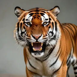 An extremely bright studio photograph of a snarling tiger in the style of Salvador Dali, high-quality, professional, dramatic lighting, extremely high detail, trending on artstation