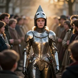 Jeanne d\'Arc shining amidst the crowd