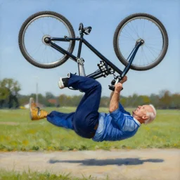 alex grey painting joe biden falling off bike