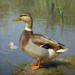 a duck on the prowl oil painting luigi serafini