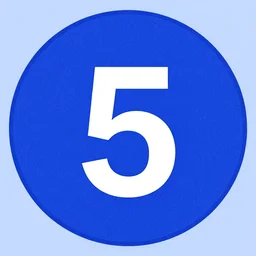 a blue circle with the number 5