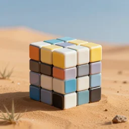 realistic highly detailed elegant rubik slime in a desert